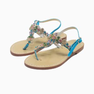Sandalo T Fiorellino Multicolor azzurro | Pepè Positano